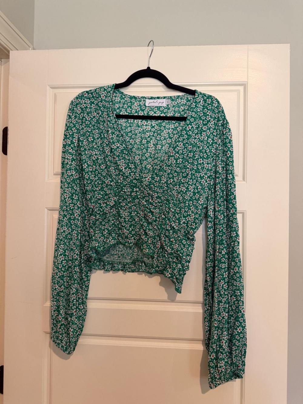 Petal & Pup Green Floral Wrap Crop Top